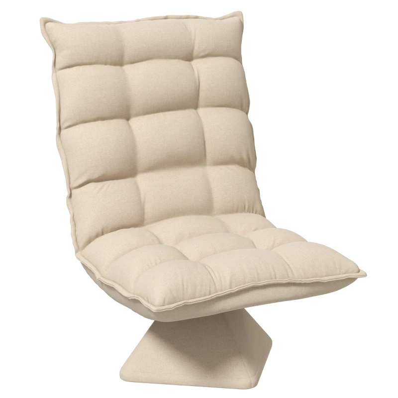 HOMCOM Relaxstoel Leesstoel, Draaibaar, Linnenlook, 62 cm x 70 cm x 95 cm, Beige(m-10)