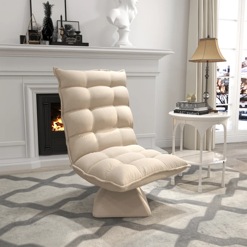 HOMCOM Relaxstoel Leesstoel, Draaibaar, Linnenlook, 62 cm x 70 cm x 95 cm, Beige(m-2)
