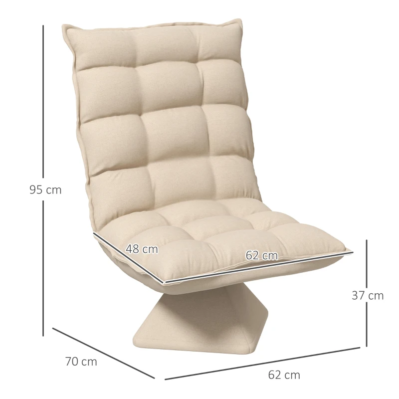 HOMCOM Relaxstoel Leesstoel, Draaibaar, Linnenlook, 62 cm x 70 cm x 95 cm, Beige(m-3)