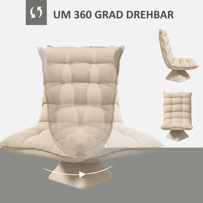 HOMCOM Relaxstoel Leesstoel, Draaibaar, Linnenlook, 62 cm x 70 cm x 95 cm, Beige(m-5)