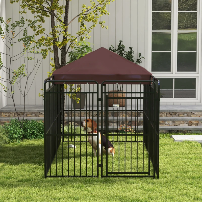 PawHut Cotet Exterior pentru Caini 282x141x159cm Maro(m-8)