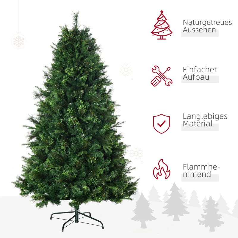 HOMCOM Künstlicher Weihnachtsbaum, Christbaum, stabiler Sockel, klappbar, Grün