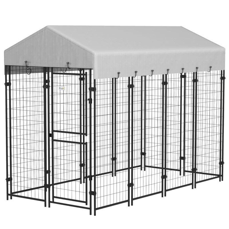 PawHut Cotet Exterior de Caini 239x121x183cm Argintiu(m-10)