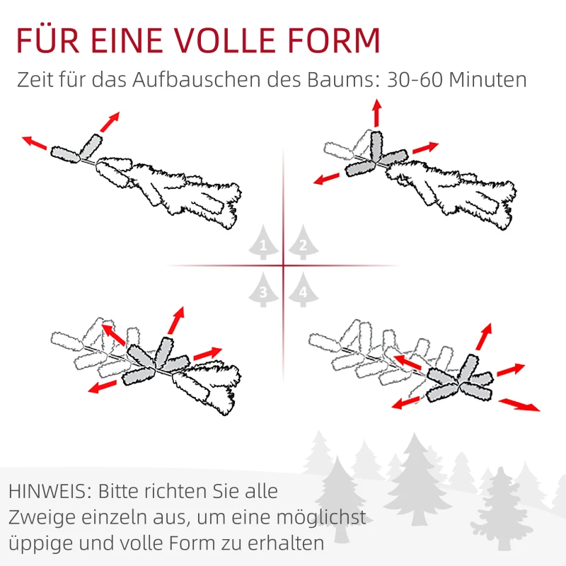 HOMCOM Künstlicher Weihnachtsbaum, Christbaum, stabiler Sockel, klappbar, Grün