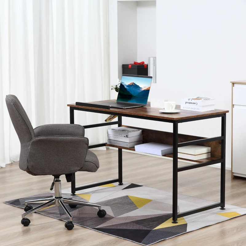 HOMCOM Tiltable Drafting Table Home Office Computer Desk w/ Open Shelf, Rustic Brown