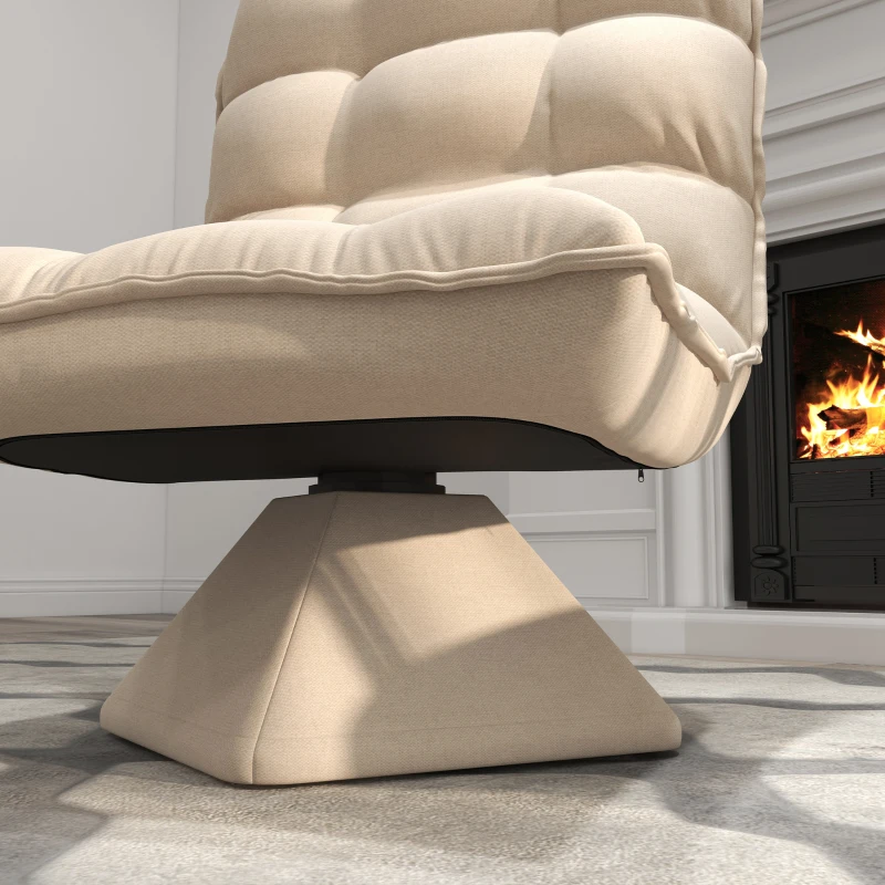 HOMCOM Relaxstoel Leesstoel, Draaibaar, Linnenlook, 62 cm x 70 cm x 95 cm, Beige(m-8)