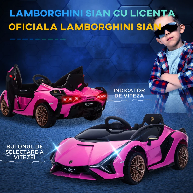 HOMCOM Masina Electrica pentru Copii 12V, Roz