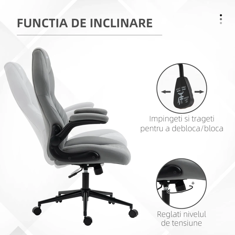 Vinsetto Scaun de birou ergonomic cu inaltime reglabila cotiere rabatabile scaun inclinabil roti confortabil relaxare lucru sprijin studiu scoala computer mobila de studiu ergonomic pentru birou munca modern contemporan dormitor ergonomic cu masaj