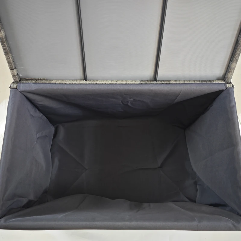 Outsunny Baule da Giardino in Rattan PE con Rivestimento Interno in Tessuto Impermeabile, 76x45x48 cm, Grigio