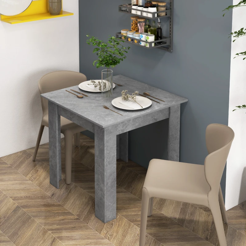 HOMCOM Square Dining Table, Modern Dining Room Table with Faux Cement Effect, Space Saving Small Dining Table