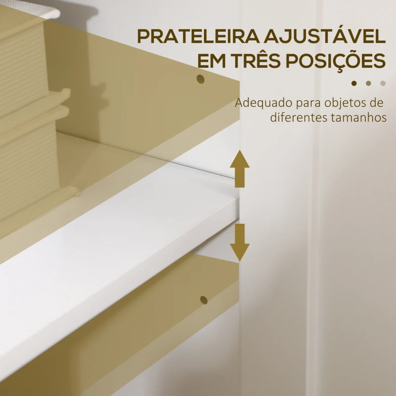 HOMCOM Aparador Sala de Estar com 3 Portas e Prateleiras Ajustáveis Estilo Moderno 120x40x70 cm Branco e Madeira