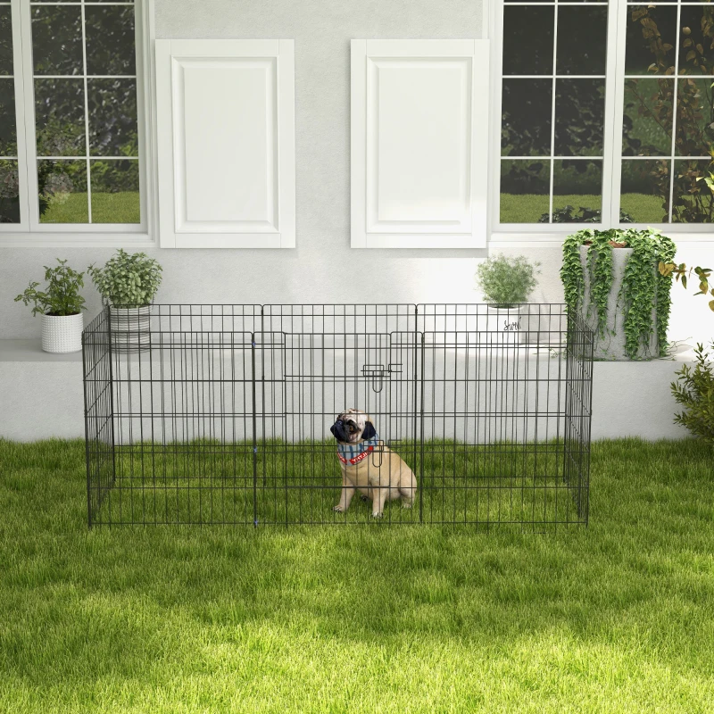 PawHut Lot de 2 parcs enclos modulables pour chiens lapins rongeurs clôture pour petits animaux pliant 1 porte 8 panneaux