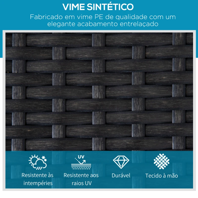 Outsunny Espreguiçadeira de Vime com Encosto Ajustável em 5 Posições Acolchoado e 2 Rodas 73x200x48 cm Cinza Claro e Preto