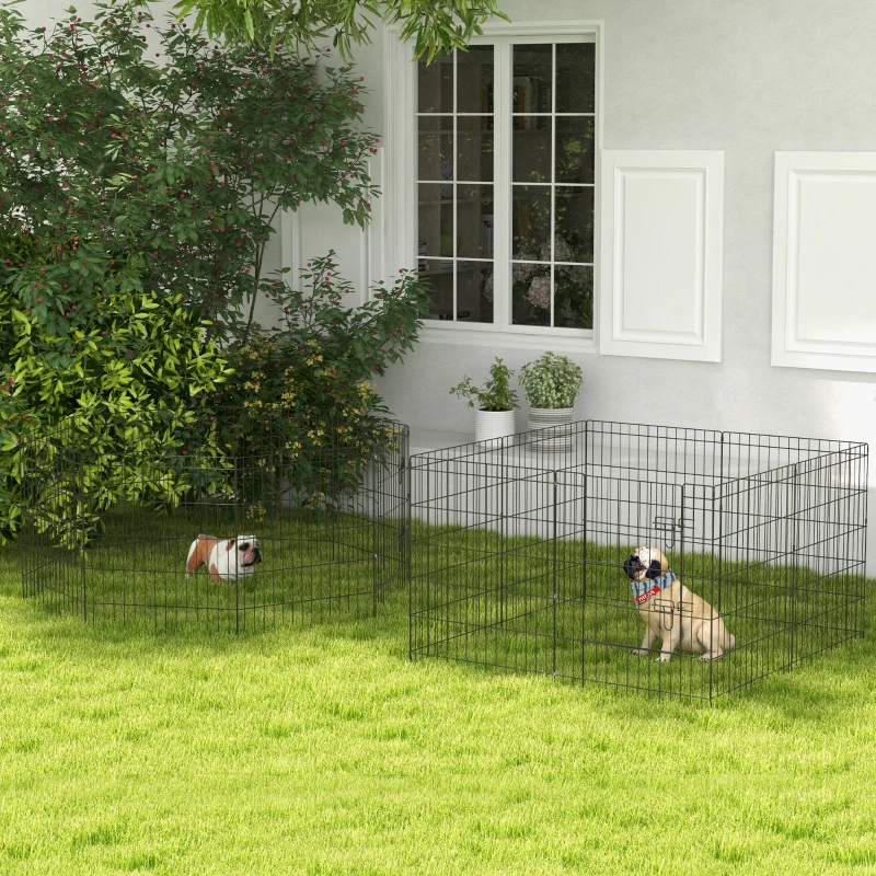 PawHut Lot de 2 parcs enclos modulables pour chiens lapins rongeurs clôture pour petits animaux pliant 1 porte 8 panneaux