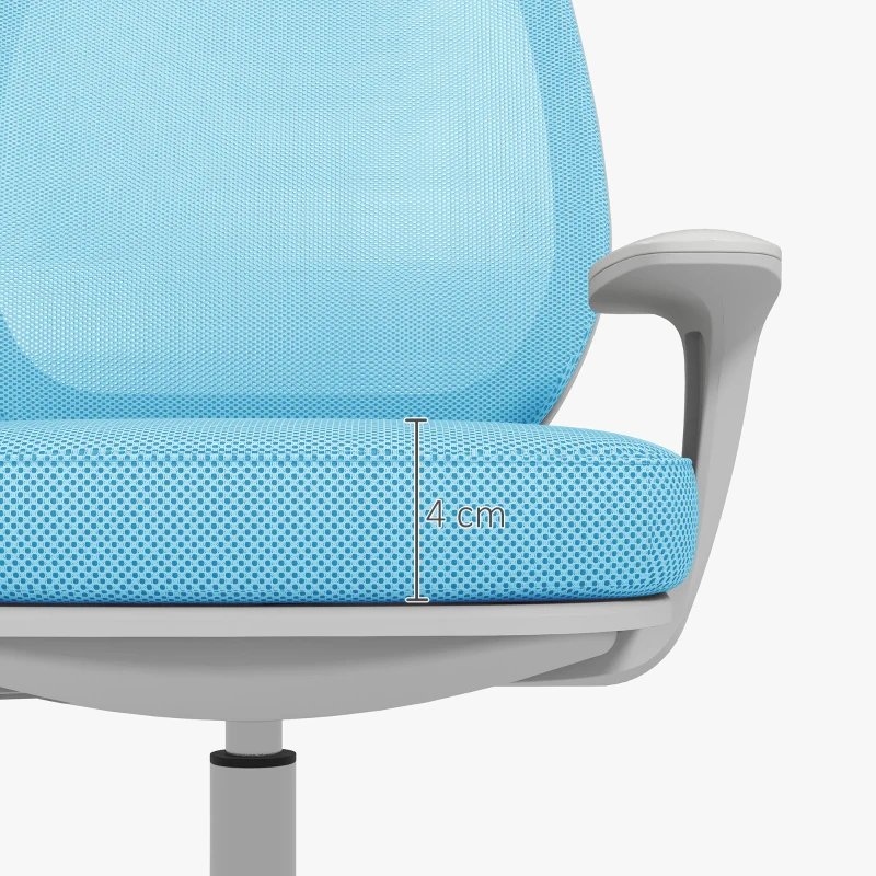 Vinsetto Scaun de Birou Ergonomic cu Înălțime Reglabilă, Scaun Rotativ și Respirabil cu Înclinare, 55x48x82.5-94.5 cm, Albastru