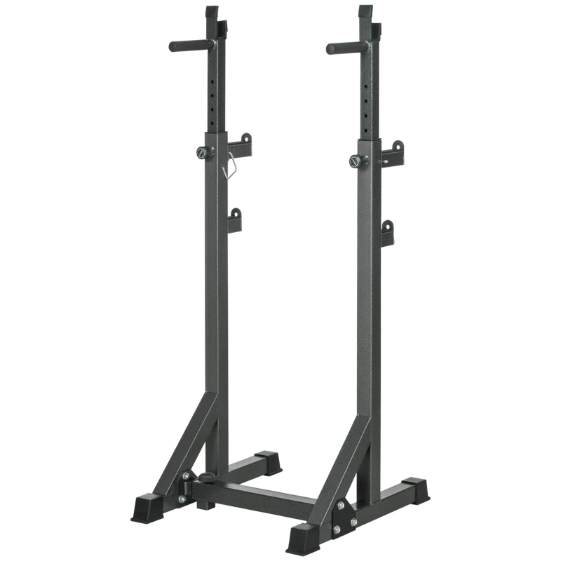 SPORTNOW Heavy Duty Barbell Squat Rack, Adjustable and Multifunctional Weight Power Stand, for Home, Gym - Black