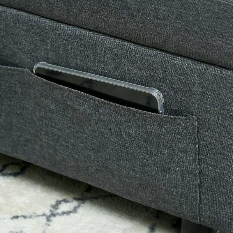 HOMCOM Ligstoel Slaapstoel 3-in-1 Stoel, linnenlook, inclusief kussen, 65,5 cm x 104 cm x 81 cm, Donkergrijs(m-9)