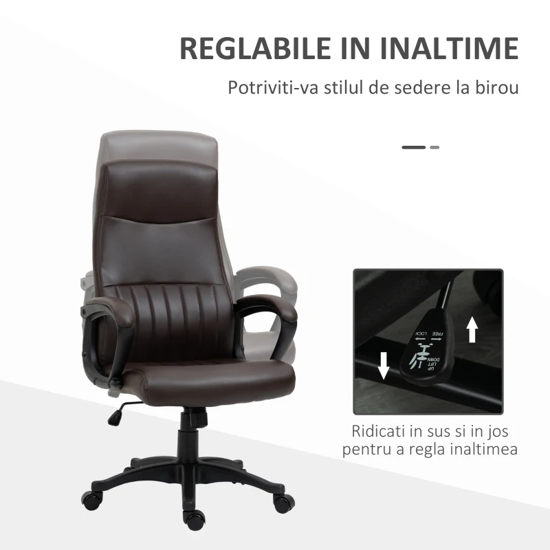 Vinsetto Scaun de Birou Rotativ cu Spatar Înalt si Functie Balansoar Înaltime Ajustabila(m-4)