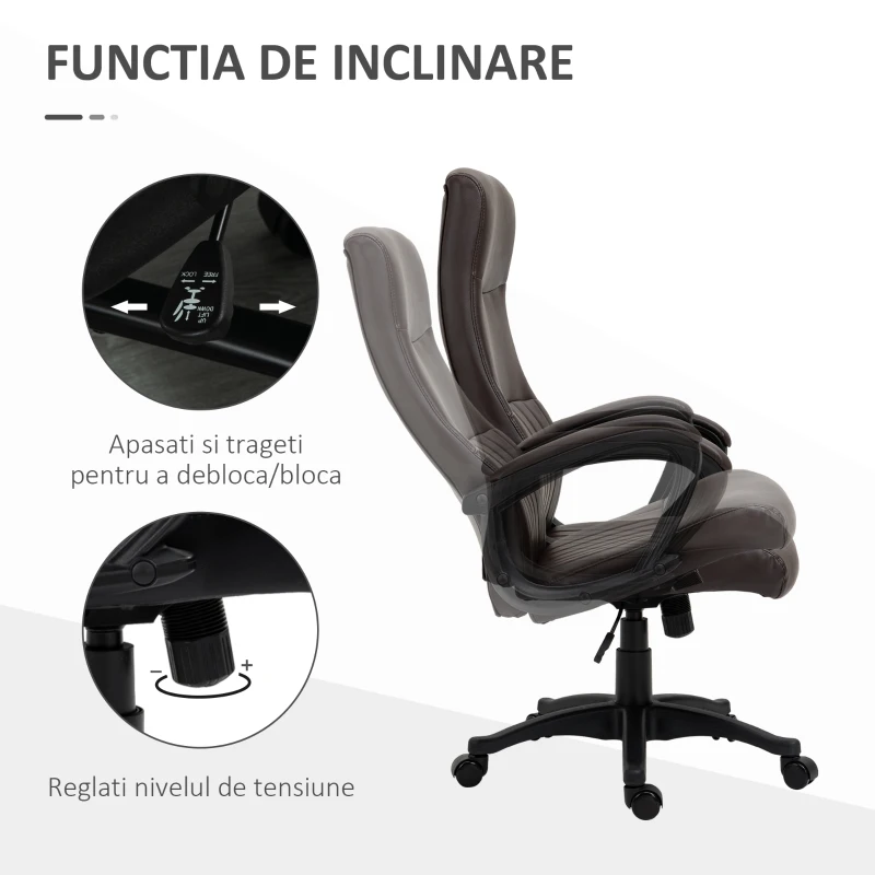 Vinsetto Scaun de Birou Rotativ cu Spatar Înalt si Functie Balansoar Înaltime Ajustabila(m-5)