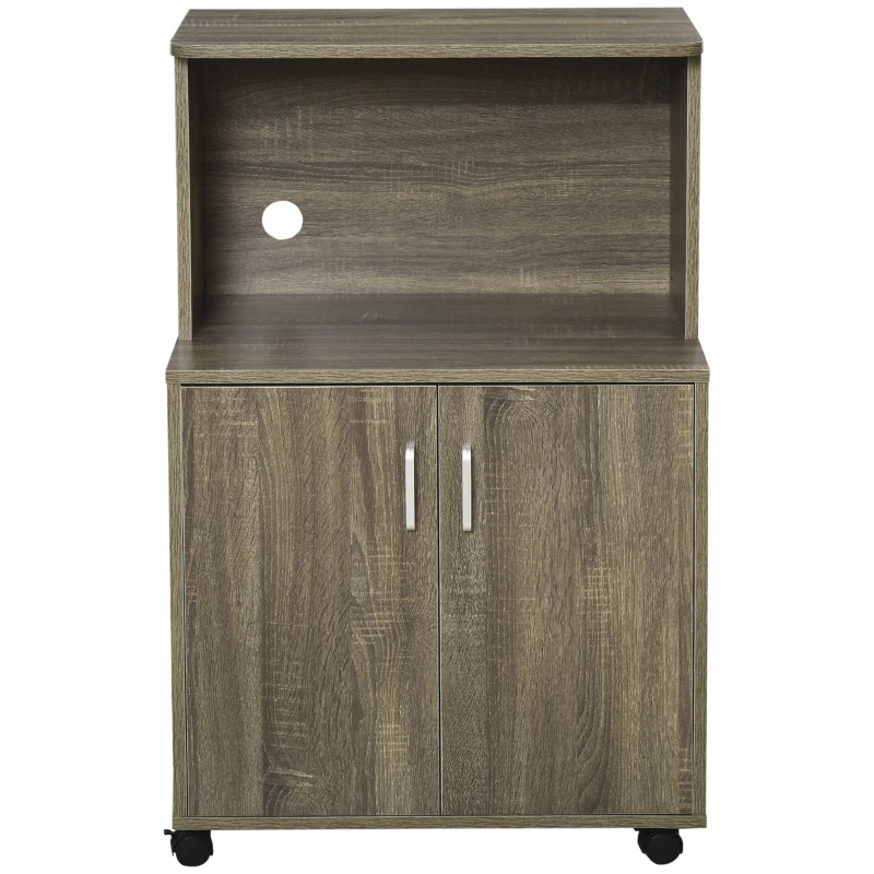 Mobilier Bucatarie Multifunctional HOMCOM cu 4 Roti, Dulapior si Etajera pentru Microunde, 60,4x40,3x97cm - Lemn(m-12)