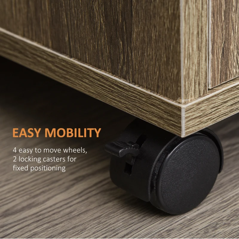 Mobilier Bucatarie Multifunctional HOMCOM cu 4 Roti, Dulapior si Etajera pentru Microunde, 60,4x40,3x97cm - Lemn(m-6)
