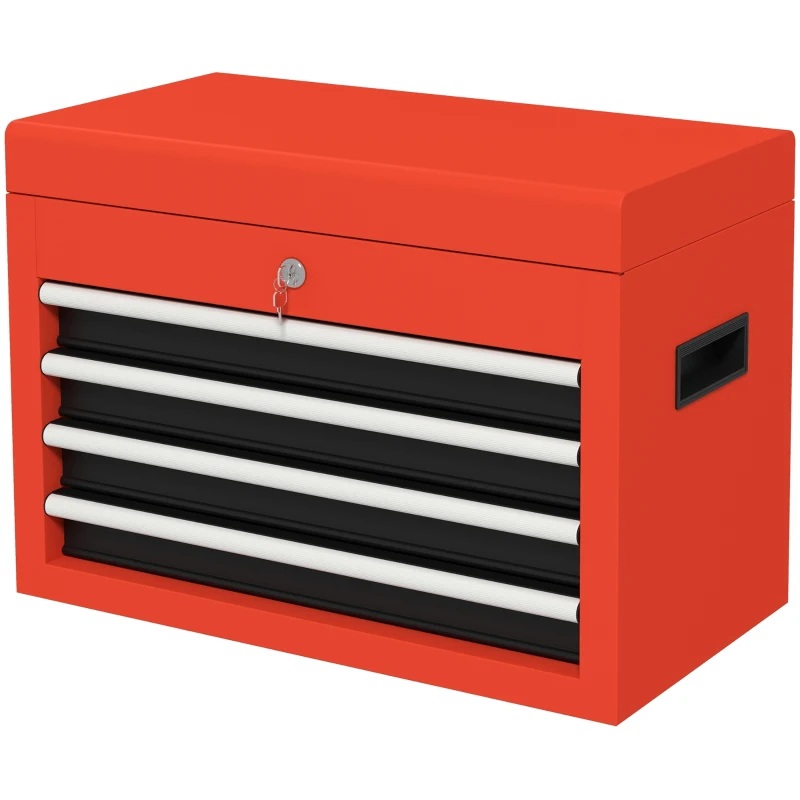 DURHAND Tool Chest Tool Trolley, incl. Lock, 2 Keys, 45 cm x 24.5 cm x 32.5 cm, Red