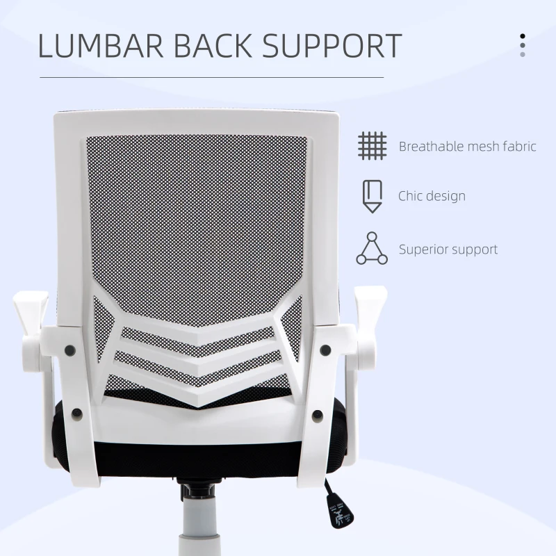 Vinsetto Mesh Office Chair, Computer Desk Chair with Flip-up Armrests, Lumbar Back Support and Swivel Wheels, Black(m-6)