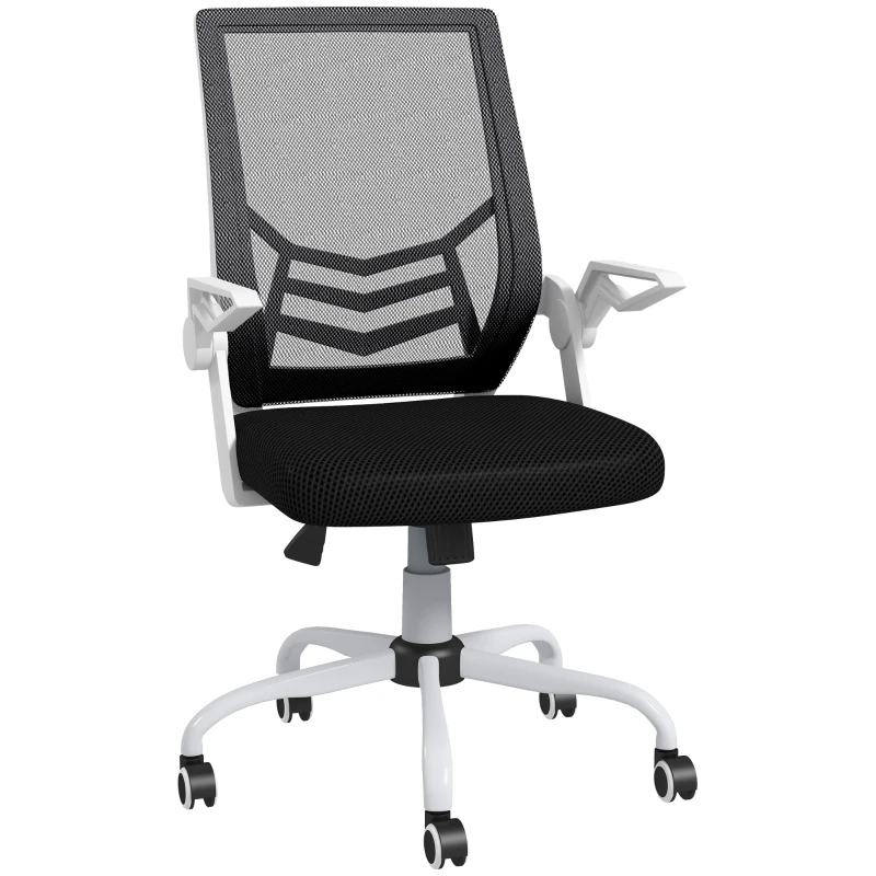 Vinsetto Mesh Office Chair, Computer Desk Chair with Flip-up Armrests, Lumbar Back Support and Swivel Wheels, Black(m-11)