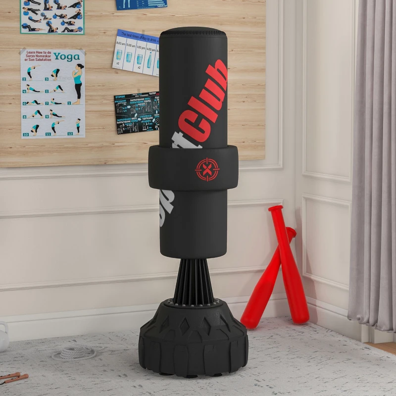 SPORTNOW Freestanding Punching Bag, Adjustable Punching Pad, Fillable Base up to 50 kg, 58 x 58 x 175 cm, Black