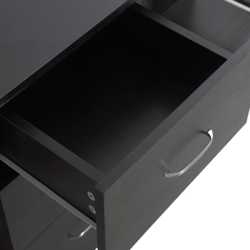 HOMCOM Birou de Modern cu 3 Sertare si Raft de Depozitare, Negru(m-8)