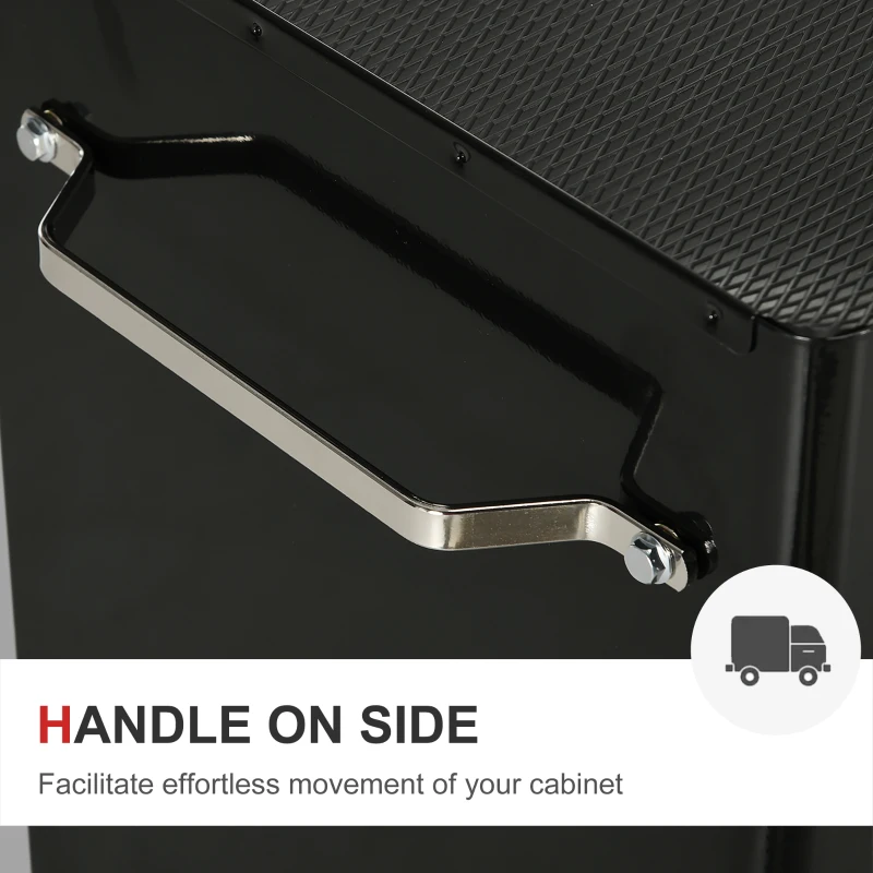 HOMCOM 5-Drawer Tool Chest, Lockable Steel Tool Storage Cabinet with Wheels and Handle Tool Box for Garage, Workshop, Red