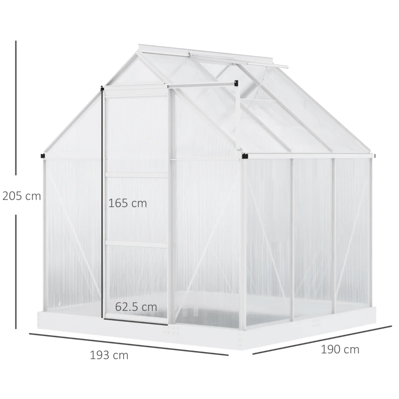 Outsunny 6 x 6 ft Walk-In Polycarbonate Greenhouse w/ Window Clear