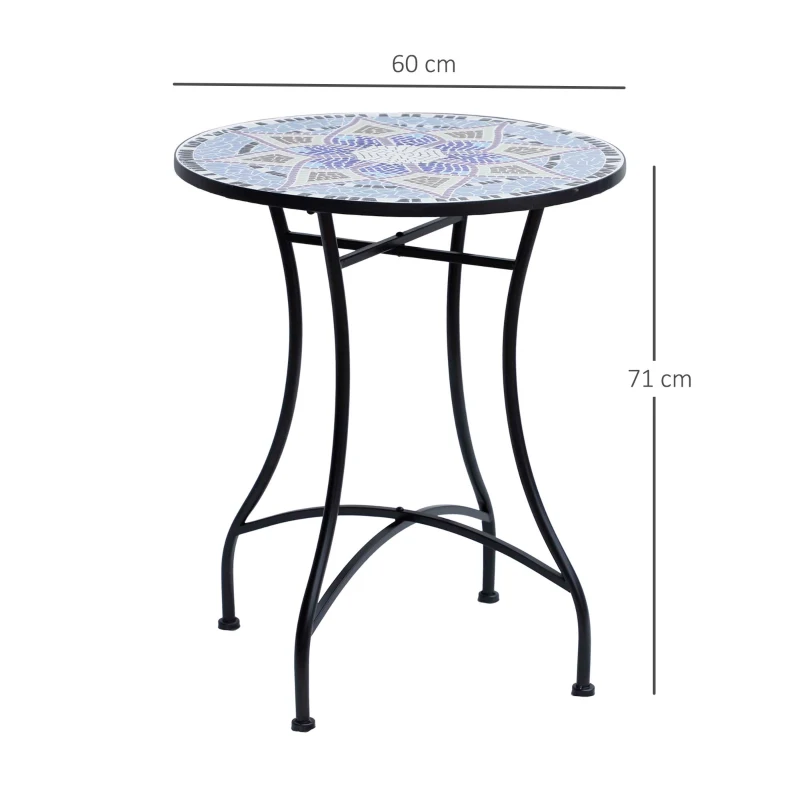 Outsunny Patio Garden Table Conversation Bistro Table Steel Frame Ceramic Top