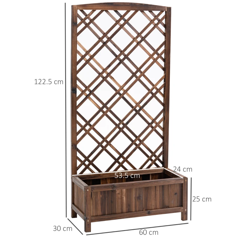 Outsunny Jardinieră pentru Exterior din Lemn, Jardinieră cu Spalier pentru Plante Agățătoare, 60x30x122.5 cm, Maro