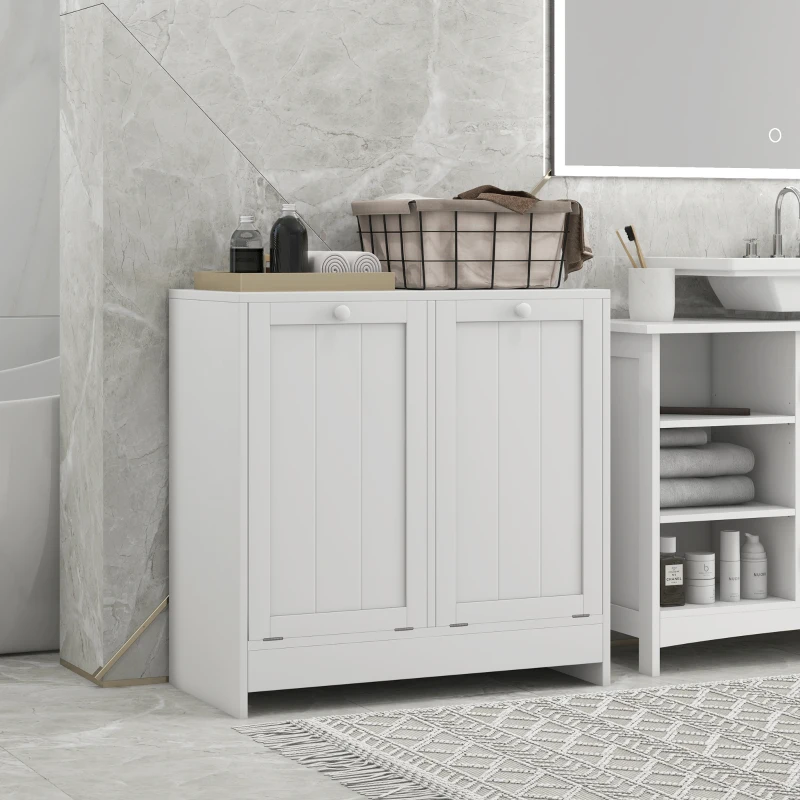 Kleankin Dulap Spalatorie – 2 Cosuri Rabatabile & Spatiu Depozitare, Alb(m-2)
