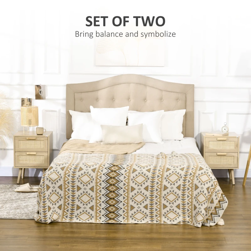 Homcom Set 2 Noptiere Boho cu 2 Sertare Spatioase(m-4)