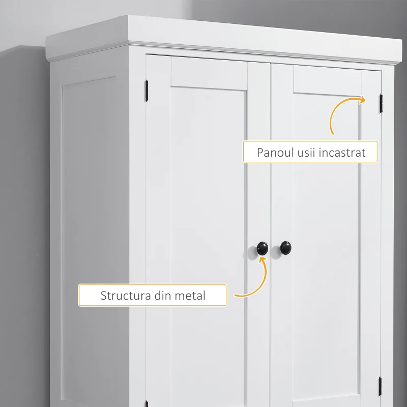 HOMCOM Dulap de bucatarie cu dulap superior si inferior si sertar central din MDF, placi aglomerate si metal, 76x40,5x184cm, alb