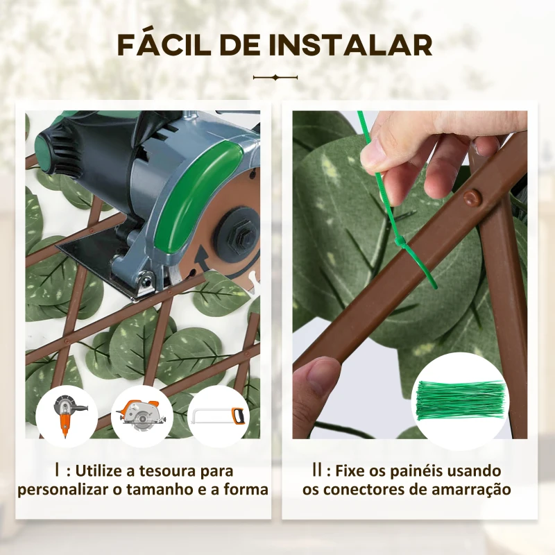 Outsunny Vedação Artificial em Rolo 2x1 m 2 Peças de Vedação de Privacidade de Jardim Extensível com Proteção UV Verde