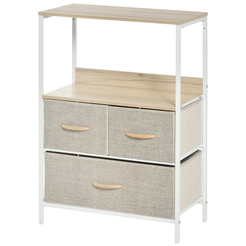 Commode En Tissu Avec 5 Tiroirs - Homcom - Design élégant, étagère Ouverte, Cadre En Acier - Pour Chambre, Salon, Bureau