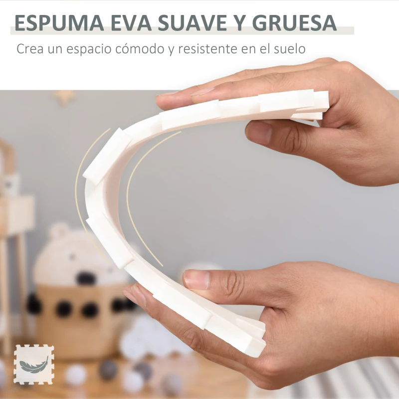 HOMCOM Alfombra Puzzle para Bebés 36 Piezas 31,5x31,5 cm con 26 Letras (A-Z) y Números 0 al 9 Juego Ronpecabezas Infantil de 3,24 m² Espuma EVA Suave Gris y Blanco