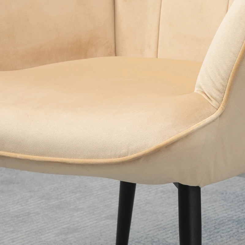 HOMCOM Sillón Individual con Reposapiés Tapizado en Terciopelo Butaca con Respaldo Alto y Reposabrazos 72x80x99 cm Beige