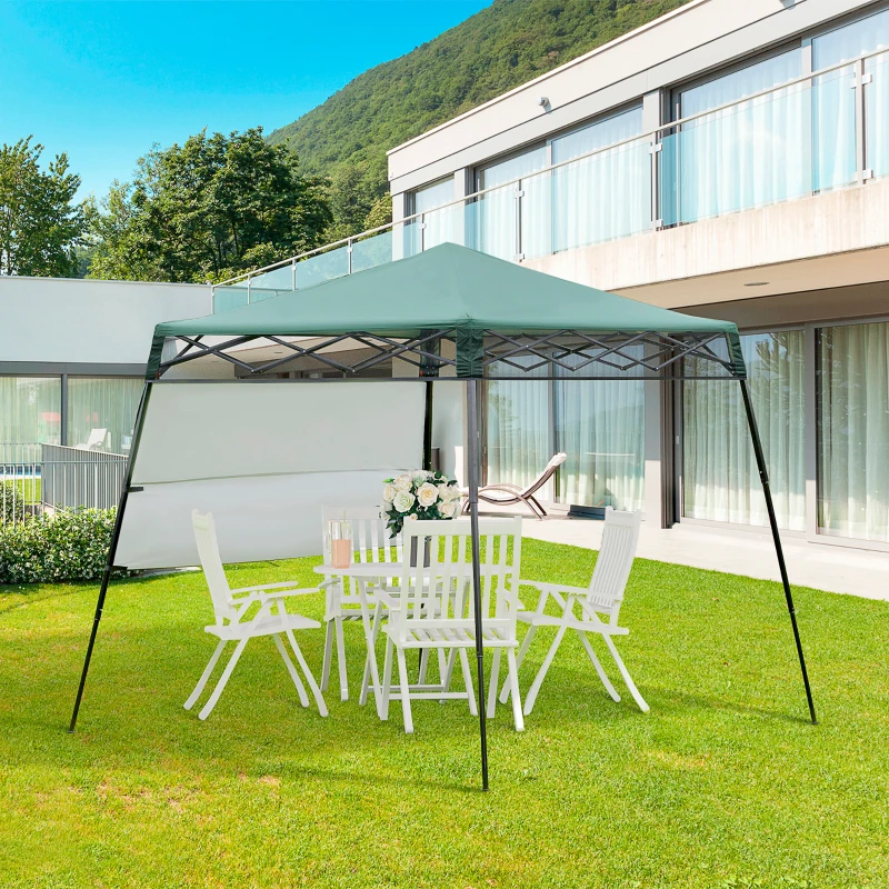 Outsunny Carpa Plegable 2,2x2,2x2m con Lateral Altura Ajustable Protección UV 50+ de Acero y Tela Oxford con Bolsa de Transporte Impermeable Gazebo para Exterior Verde