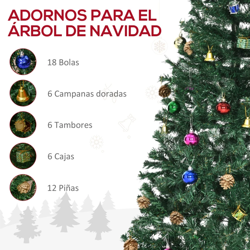 HOMCOM Árbol de Navidad Artificial 150 cm con 420 Ramas Adornos Piñas Decoración Navideña para Interiores Verde