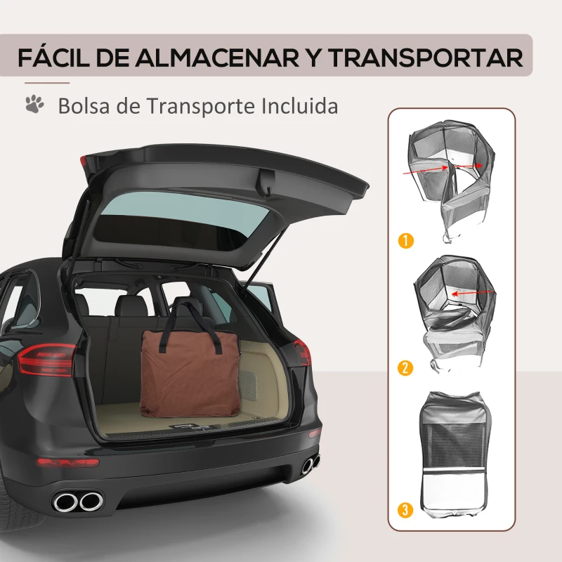 PawHut Parque Plegable para Perros de 8 Paneles Parque de Juego para Mascotas con Bolsa de Transporte Ø117x71 cm Marrón