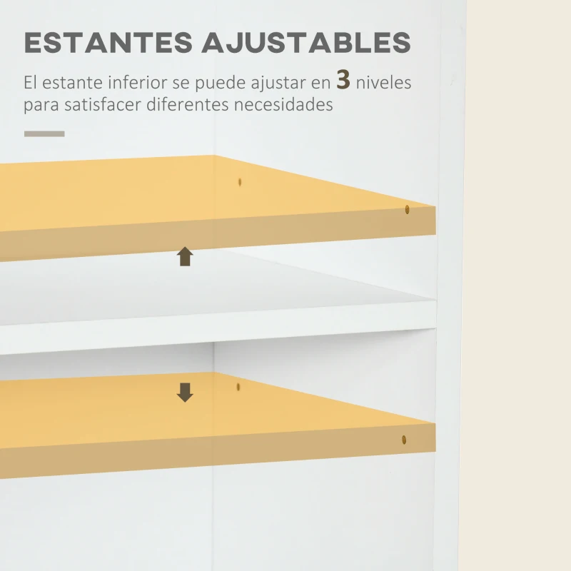 HOMCOM Armario de Libros con 4 Cajones 3 Estantes de Almacenaje y Balda Ajustable Mueble Organizador para Oficina Salón Estudio 76x30x173 cm Blanco