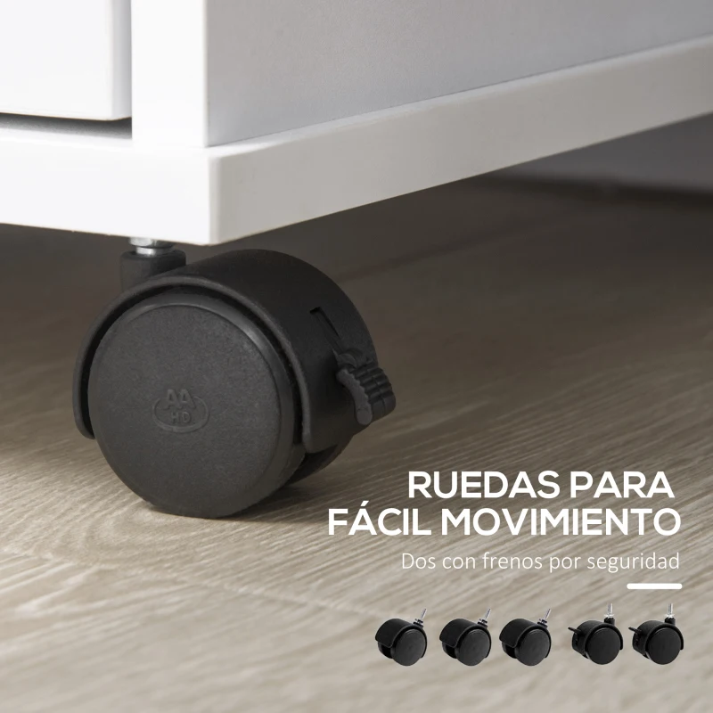 Vinsetto Armario para Impresora Mueble Auxiliar de Oficina Salón Cocina Estudio 80x40x66,5 cm Blanco