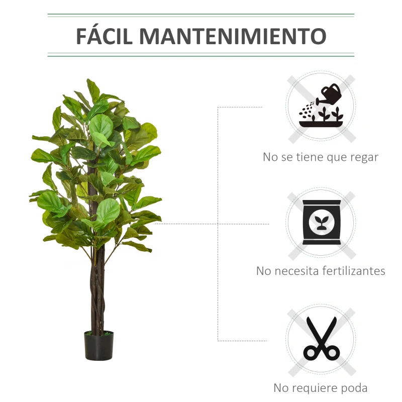 HOMCOM Planta Artificial Higuera en Maceta Altura 155 cm con 114 Hojas Árbol Artificial para Decoración Interior Hogar Salón Dormitorio Verde