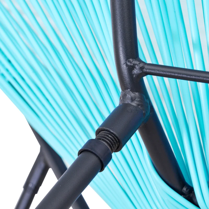 Outsunny Conjunto de 2 Sillas de Jardín de Ratán Pack 2 Sillas Acapulco Forma Ovalada Interior Exterior 73x77x87 cm Turquesa