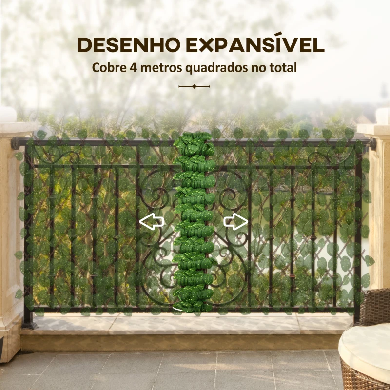 Outsunny Vedação Artificial em Rolo 2x1 m 2 Peças de Vedação de Privacidade de Jardim Extensível com Proteção UV Verde