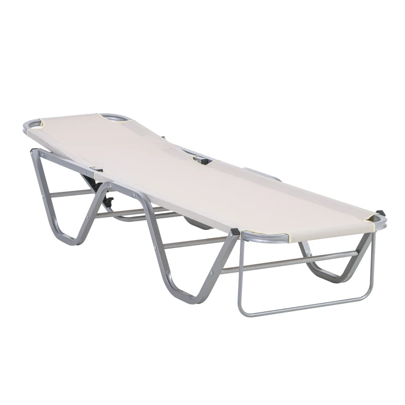 Outsunny Tumbona de Jardín con Respaldo Ajustable en 5 Posiciones de Aluminio y Texteline para Terraza Patio Playa Piscina Exterior 163x58,5x91 cm Beige